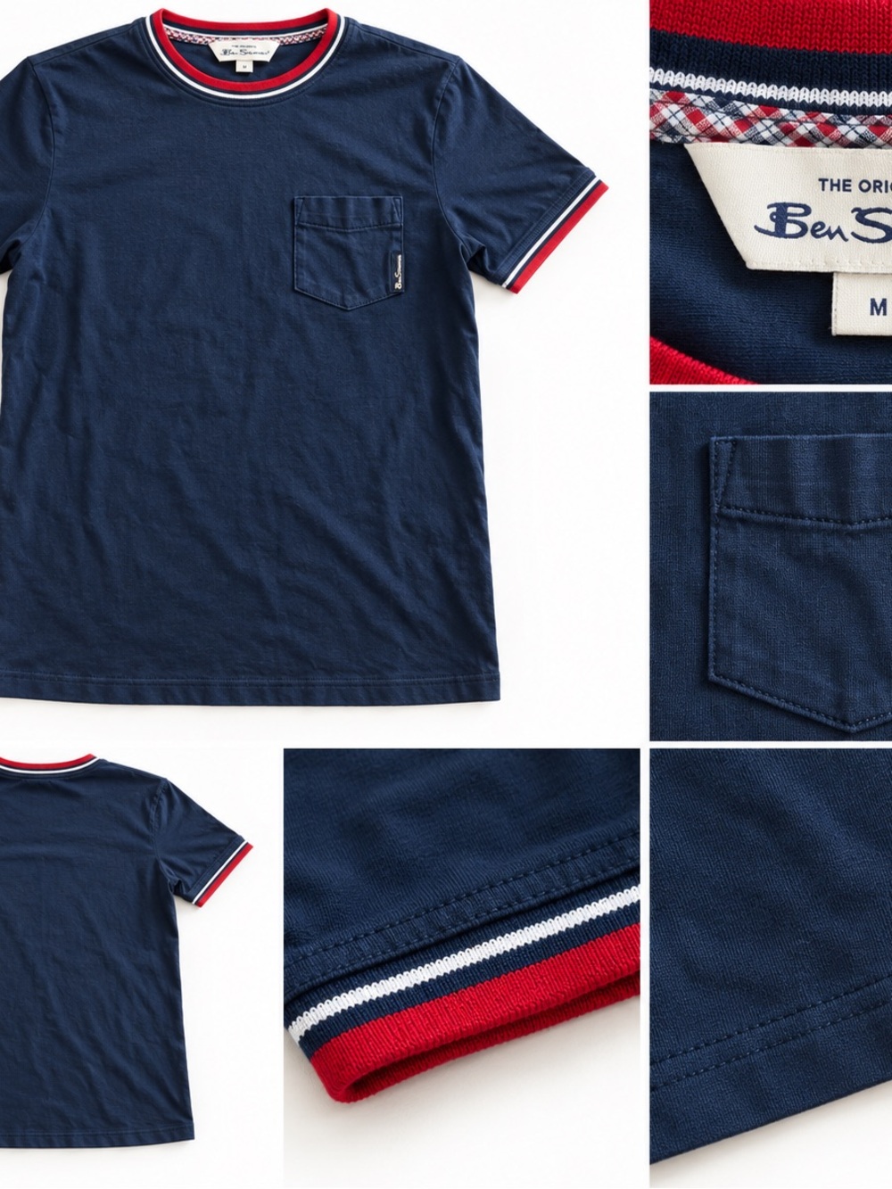 Ben Sherman Navy Tee with Red & White Trim